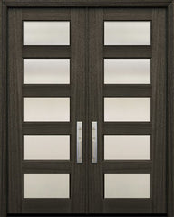 WDMA 72x96 Door (6ft by 8ft) Exterior Mahogany 36in x 96in Double 5 lite TDL Continental DoorCraft Door w/Textured Glass 1