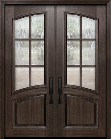 WDMA 72x96 Door (6ft by 8ft) Exterior Mahogany 36in x 96in Double Arch Lite / Rail 6 Lite SDL Portobello Door 1