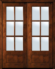 WDMA 72x96 Door (6ft by 8ft) Patio Knotty Alder 36in x 96in Double 6 Lite TDL Estancia Alder Door w/Bevel IG 1