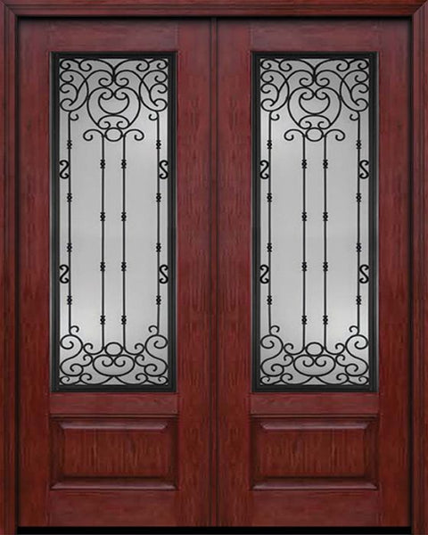 WDMA 72x96 Door (6ft by 8ft) Exterior Cherry 96in 3/4 Lite Double Entry Door Belle Meade Glass 1