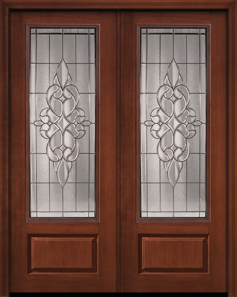 WDMA 72x96 Door (6ft by 8ft) Exterior Cherry Pro 96in Double 1 Panel 3/4 Lite Courtlandt Door 1