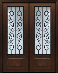 WDMA 72x96 Door (6ft by 8ft) Exterior Cherry Pro 96in Double 1 Panel 3/4 Lite St. Charles Door 1