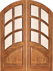 WDMA 72x96 Door (6ft by 8ft) Exterior Tropical Hardwood RS-1135 Arch Top 6 Lite Dual insulated Glass Rustic Solid Entry TDL Double Door 1