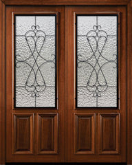 WDMA 72x96 Door (6ft by 8ft) Exterior Mahogany 36in x 96in Double 2/3 Lite Navasota DoorCraft Door 1