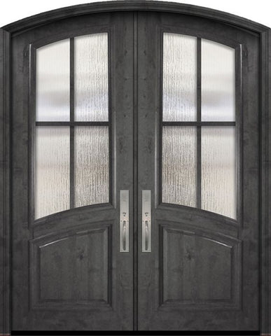 WDMA 72x96 Door (6ft by 8ft) Exterior Knotty Alder 36in x 96in Double Arch Top / Rail 4 Lite SDL Estancia Alder Door 1