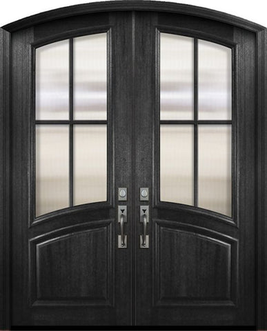 WDMA 72x96 Door (6ft by 8ft) Exterior Mahogany 36in x 96in Double Arch Top / Rail 4 Lite SDL Portobello Door 1