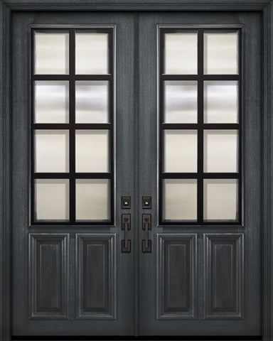 WDMA 72x96 Door (6ft by 8ft) Exterior Mahogany 36in x 96in Double 2/3 Lite Minimal Steel Grille Portobello Door 1