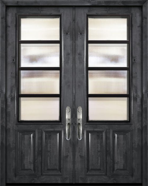 WDMA 72x96 Door (6ft by 8ft) Exterior Knotty Alder 36in x 96in Double 2/3 Lite Urban Steel Grille Estancia Alder Door 1