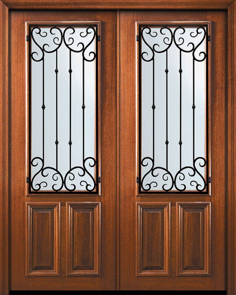 WDMA 72x96 Door (6ft by 8ft) Exterior Mahogany 36in x 96in Double 2/3 Lite Valencia Door 1