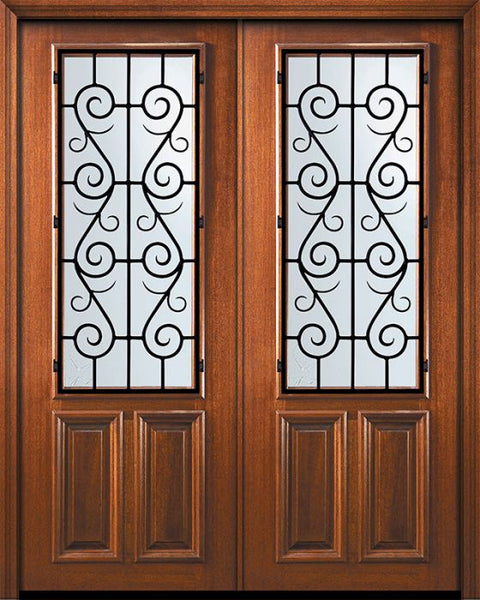 WDMA 72x96 Door (6ft by 8ft) Exterior Mahogany 36in x 96in Double 2/3 Lite St. Charles Door 1