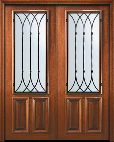 WDMA 72x96 Door (6ft by 8ft) Exterior Mahogany 36in x 96in Double 2/3 Lite Warwick Door 1