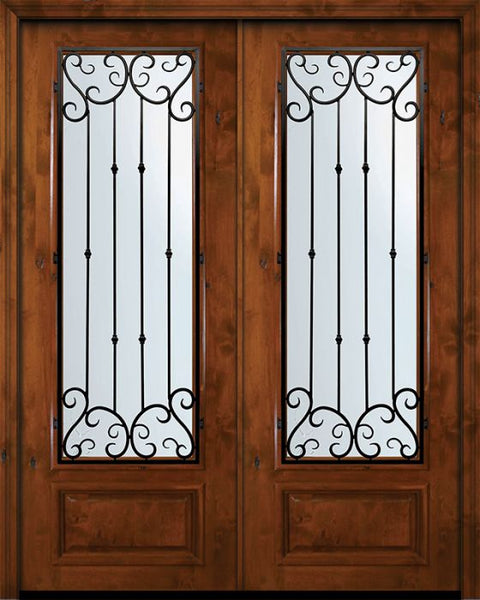 WDMA 72x96 Door (6ft by 8ft) Exterior Knotty Alder 36in x 96in Double 3/4 Lite Valencia Alder Door 1