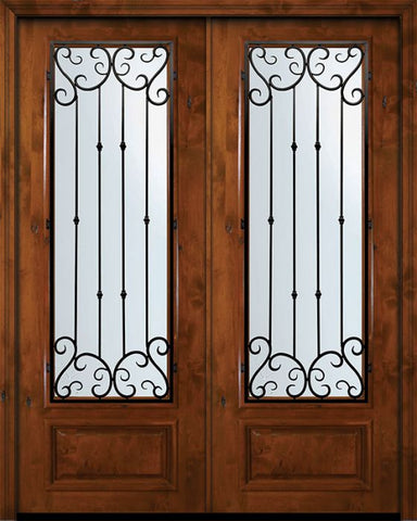 WDMA 72x96 Door (6ft by 8ft) Exterior Knotty Alder 36in x 96in Double 3/4 Lite Valencia Alder Door 1