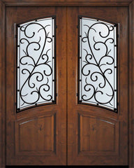 WDMA 72x96 Door (6ft by 8ft) Exterior Knotty Alder 36in x 96in Double Square Top Arch Lite Bellagio Alder Door 1