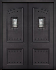 WDMA 72x96 Door (6ft by 8ft) Exterior 96in ThermaPlus Steel 2 Panel Square Top Double Door with Speakeasy / Clavos 1