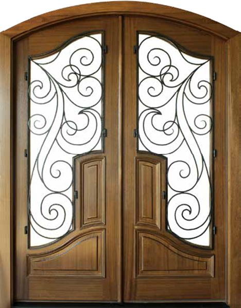 WDMA 72x96 Door (6ft by 8ft) Exterior Swing Mahogany Hampshire Double Door/Arch Top Renaissance 1