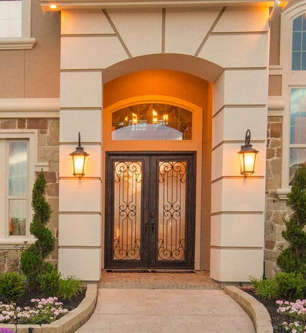 WDMA 72x96 Door (6ft by 8ft) Exterior 96in Milano Full Lite Double Wrought Iron Entry Door 2