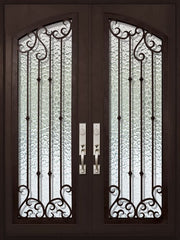 WDMA 72x96 Door (6ft by 8ft) Exterior 96in Valencia Full Arch Lite Double Wrought Iron Entry Door 1