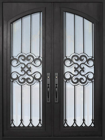 WDMA 72x96 Door (6ft by 8ft) Exterior 96in Tivoli Full Arch Lite Double Wrought Iron Entry Door 1