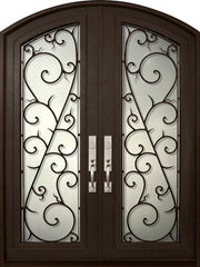 WDMA 72x96 Door (6ft by 8ft) Exterior 96in Bellagio Full Lite Arch Top Double Wrought Iron Entry Door 1