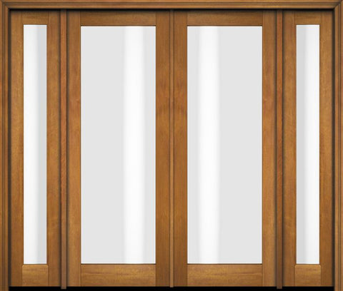 WDMA 76x80 Door (6ft4in by 6ft8in) Exterior Swing Mahogany Modern Full Lite Shaker Double Entry Door Sidelights 1