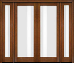 WDMA 76x80 Door (6ft4in by 6ft8in) Exterior Swing Mahogany Modern Full Lite Shaker Double Entry Door Sidelights 4