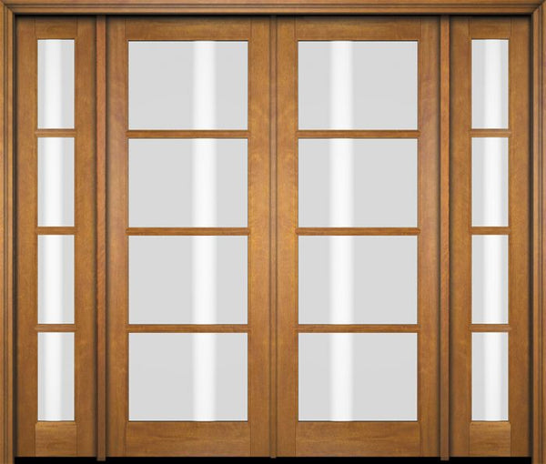 WDMA 76x80 Door (6ft4in by 6ft8in) Exterior Swing Mahogany 4 Lite TDL Double Entry Door Sidelights 1