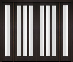 WDMA 76x80 Door (6ft4in by 6ft8in) Exterior Swing Mahogany Modern Slim 3 Glass Shaker Double Entry Door Sidelights 2