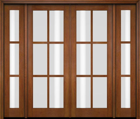 WDMA 76x80 Door (6ft4in by 6ft8in) Exterior Swing Mahogany 6 Lite TDL Double Entry Door Sidelights 4