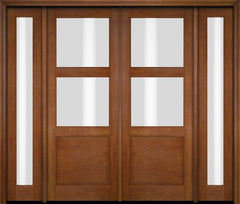 WDMA 76x80 Door (6ft4in by 6ft8in) Exterior Swing Mahogany 2 Lite Over Raised Panel Double Entry Door Sidelights 4