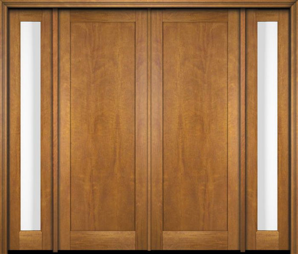 WDMA 76x80 Door (6ft4in by 6ft8in) Exterior Swing Mahogany Modern Full Flat Cross Panel Shaker Double Entry Door Sidelights 1