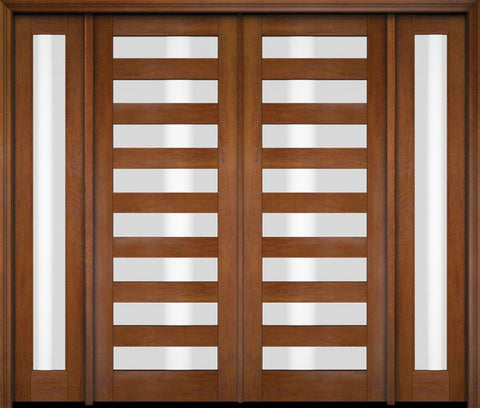 WDMA 76x84 Door (6ft4in by 7ft) Exterior Swing Mahogany Modern Slimlite Glass Shaker Double Entry Door Sidelights 4