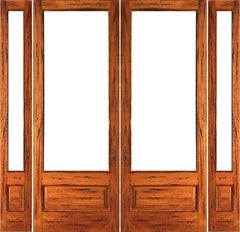 WDMA 76x96 Door (6ft4in by 8ft) Patio Tropical Hardwood Rustic-1-lite-P/B French Solid IG Glass Double Door Sidelights 1