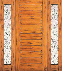 WDMA 78x80 Door (6ft6in by 6ft8in) Exterior Knotty Alder Door with Two Sidelights Flush 1