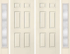 WDMA 80x80 Door (6ft8in by 6ft8in) Exterior Smooth 6 Panel Star Double Door 2 Sides Chord Full Lite 1