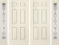 WDMA 80x80 Door (6ft8in by 6ft8in) Exterior Smooth 6 Panel Star Double Door 2 Sides Blackstone Full Lite 1