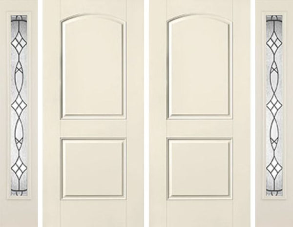 WDMA 80x80 Door (6ft8in by 6ft8in) Exterior Smooth 2 Panel Soft Arch Star Double Door 2 Sides Blackstone Full Lite 1