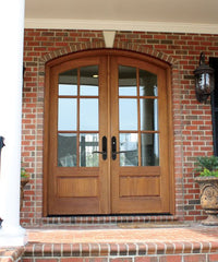 WDMA 84x80 Door (7ft by 6ft8in) Patio Mahogany Tiffany SDL 6 Lite Impact Double Door/Arch Top 3