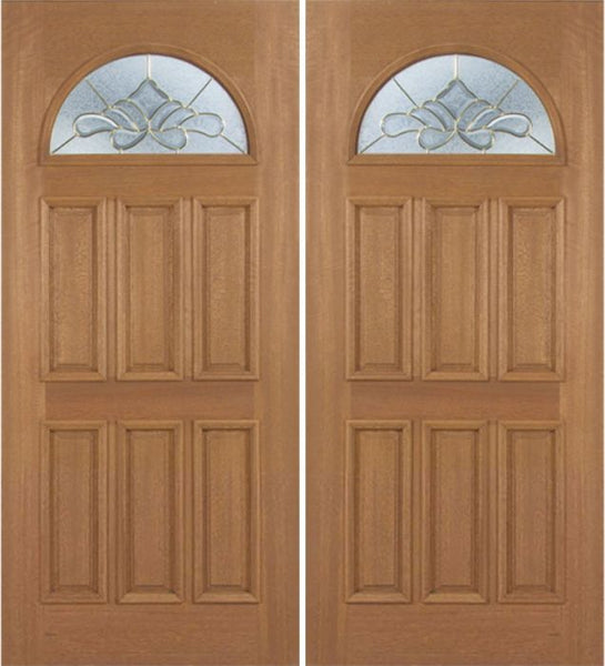 WDMA 84x80 Door (7ft by 6ft8in) Exterior Mahogany Jefferson Double Door w/ BO Glass 1