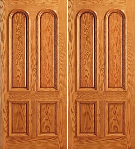 WDMA 84x80 Door (7ft by 6ft8in) Exterior Mahogany Front 4 Panel Arch Panel Traditional Double Door 1