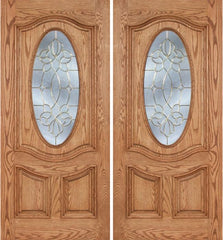 WDMA 84x80 Door (7ft by 6ft8in) Exterior Oak Dally Double Door w/ CO Glass - 6ft8in Tall 1