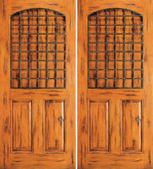 WDMA 84x80 Door (7ft by 6ft8in) Exterior Knotty Alder Double Door 3-Panel Log Home 1