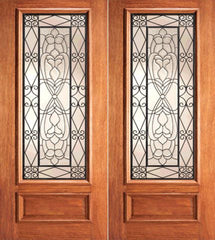 WDMA 84x80 Door (7ft by 6ft8in) Exterior Mahogany Scrollwork Iron Beveled Glass Double Door 1