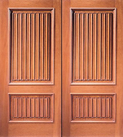 WDMA 84x80 Door (7ft by 6ft8in) Exterior Mahogany Colonial Double Door Hand Carved 2-Panel in  1