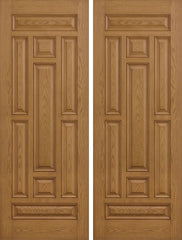 WDMA 84x80 Door (7ft by 6ft8in) Exterior Oak 8ft 9 Panel Classic-Craft Collection Double Door Clear Low-E 1