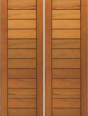 WDMA 84x96 Door (7ft by 8ft) Exterior Tropical Hardwood Contemporary Flush Panel Double Door Solid Tropical Wood 1