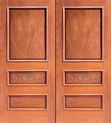 WDMA 84x96 Door (7ft by 8ft) Exterior Mahogany Double Door Hand Carved Colonial 3-Panel in  1