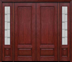 WDMA 84x96 Door (7ft by 8ft) Exterior Cherry 96in Two Panel Double Entry Door Sidelights Crosswalk Glass 1