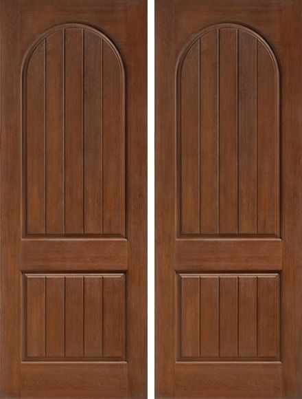 WDMA 84x96 Door (7ft by 8ft) Exterior Rustic 8ft 2 Panel Plank Round Top Classic-Craft Collection Double Door Granite Full Lite 1