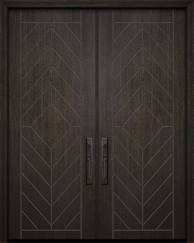 WDMA 84x96 Door (7ft by 8ft) Exterior Mahogany 42in x 96in Double Lynnwood Solid Contemporary Door 1